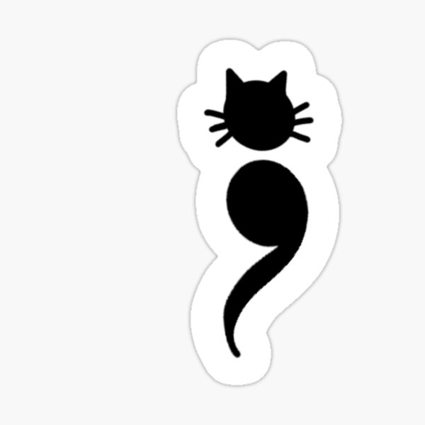 Semicolon Cat Stickers for Sale  Redbubble