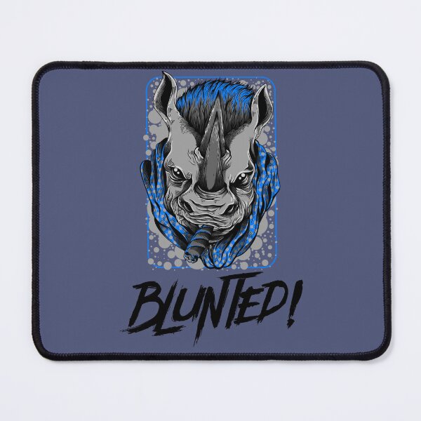 Item preview, Blunted-  White Rhino smoking a blunt-  420 Stoner Design  Blue Accents designed and sold by YomeHayin.