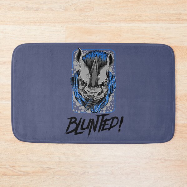 Item preview, Blunted-  White Rhino smoking a blunt-  420 Stoner Design  Blue Accents designed and sold by YomeHayin.