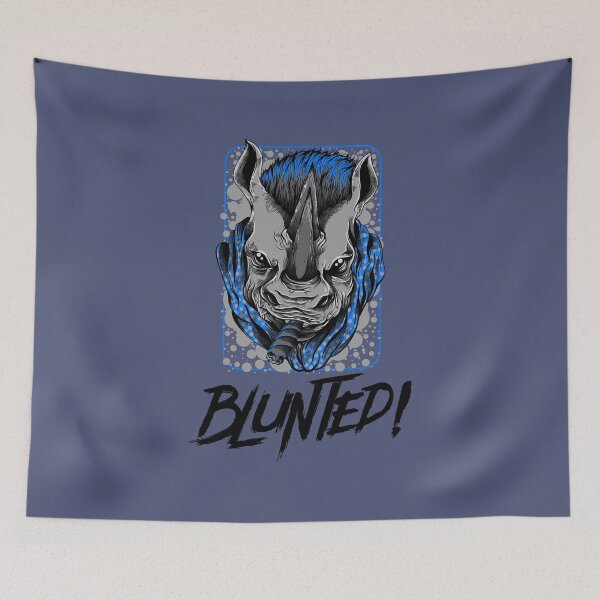 Item preview, Blunted-  White Rhino smoking a blunt-  420 Stoner Design  Blue Accents designed and sold by YomeHayin.