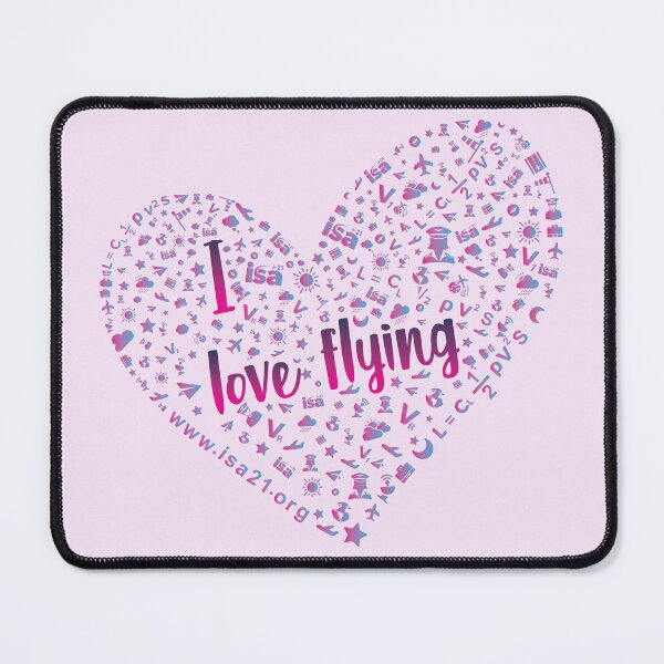 Item preview, I Love Flying in a pink sky designed and sold by The International Society of Women Airline Pilots.