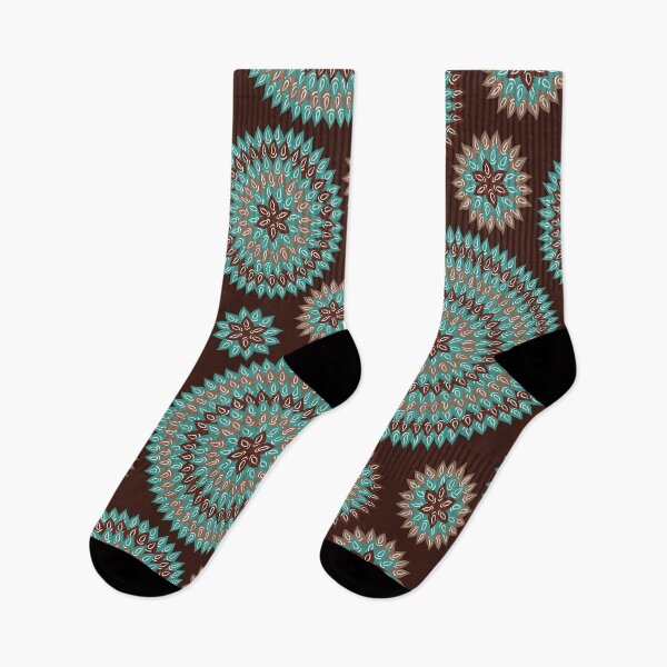 Item preview, Abstract Blue and Brown Flowers Geometric Pattern designed and sold by silviaol.