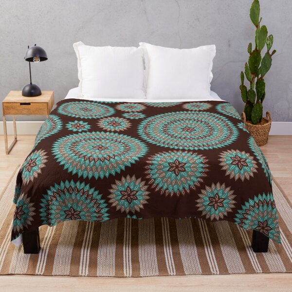 Item preview, Abstract Blue and Brown Flowers Geometric Pattern designed and sold by silviaol.