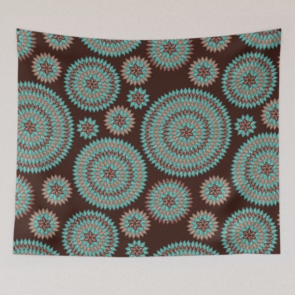 Aperçu de l'œuvre Abstract Blue and Brown Flowers Geometric Pattern créée et vendue par silviaol.