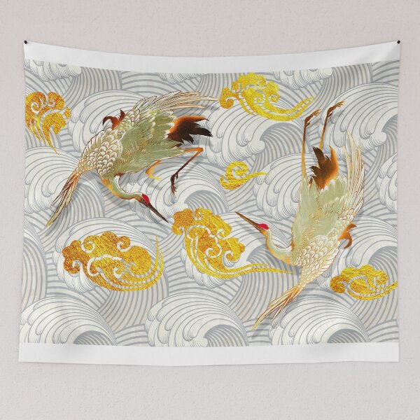 Item preview, Japanese cranes With clouds Golden bird designed and sold by gani-75.