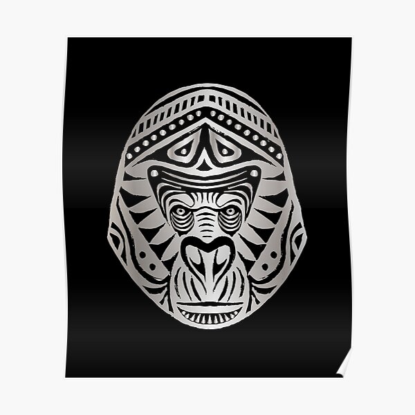 "Monkey design. Black and Silver" Poster for Sale by GreissDesign