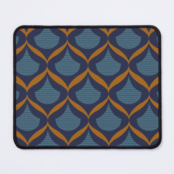 Item preview, Moroccan Ogee Pattern Blue Teal Blue Filigree 3.1 Orange Ribbon designed and sold by Old Urban Farmhouse Design Studio.