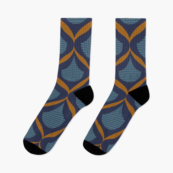 Item preview, Moroccan Ogee Pattern Blue Teal Blue Filigree 3.1 Orange Ribbon designed and sold by Old Urban Farmhouse Design Studio.