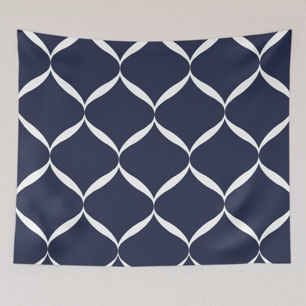 Item preview, Moroccan Ogee Pattern Blue 4.0 White Ribbon designed and sold by Old Urban Farmhouse Design Studio.