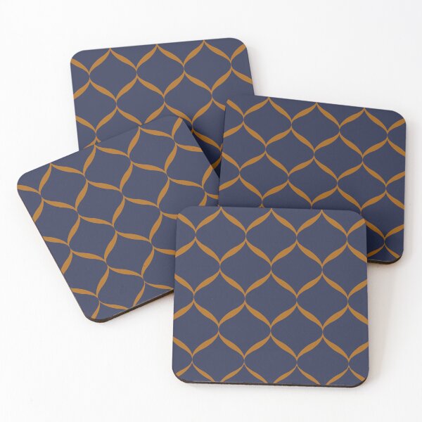 Item preview, Moroccan Ogee Pattern Blue 4.1 Orange Ribbon designed and sold by Old Urban Farmhouse Design Studio.