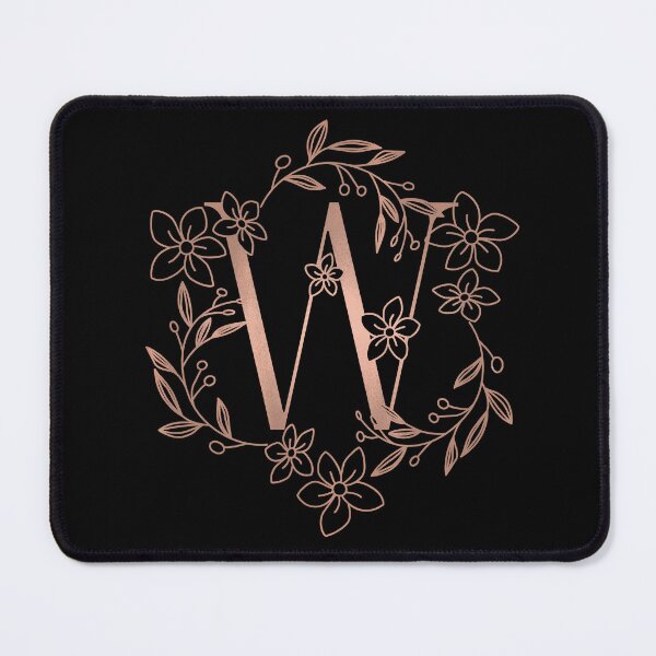 Item preview, Cute Rose Gold Floral Monogram W designed and sold by ModernStyleBoho.