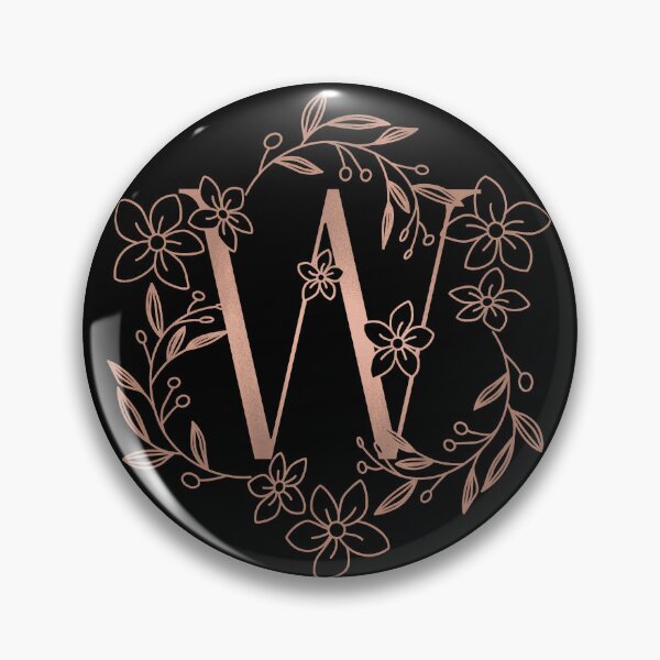 Item preview, Cute Rose Gold Floral Monogram W designed and sold by ModernStyleBoho.