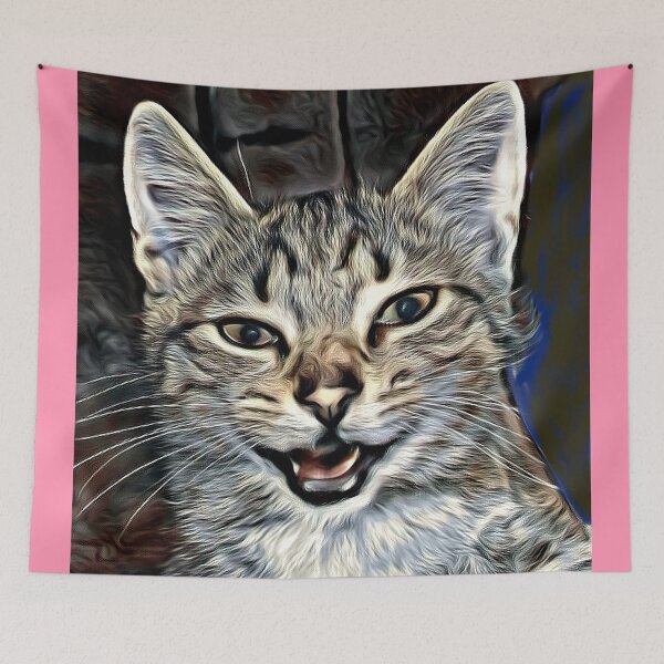 Item preview, Digital portrait of a  laughing cat designed and sold by thalasson.