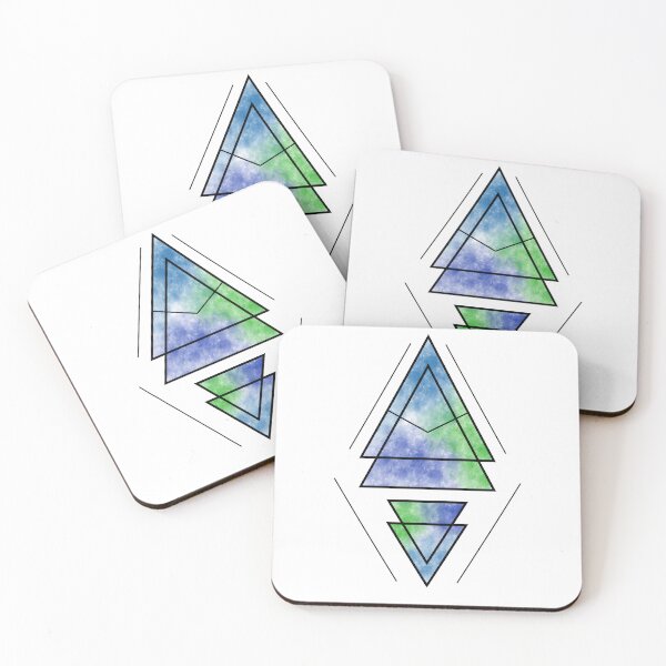 Artikelvorschau, Geometric Triangles - Blue, Indigo, Green entworfen und verkauft von TheeForestFox Shop.
