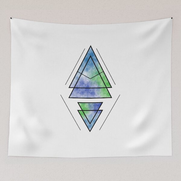 Item preview, Geometric Triangles - Blue, Indigo, Green designed and sold by TheeForestFox Shop.