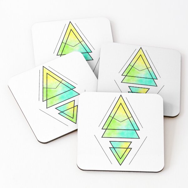 Artikelvorschau, Geometric Triangles - Green, Teal, Yellow entworfen und verkauft von TheeForestFox Shop.