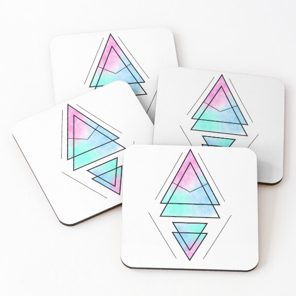 Artikelvorschau, Geometric Triangles - Blue, Teal, Pink entworfen und verkauft von TheeForestFox Shop.