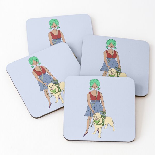 Item preview, Cute Girl With Service Dog (blue) designed and sold by misslovelymess.