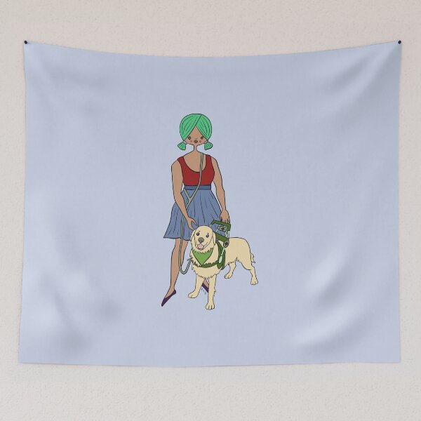 Item preview, Cute Girl With Service Dog (blue) designed and sold by misslovelymess.