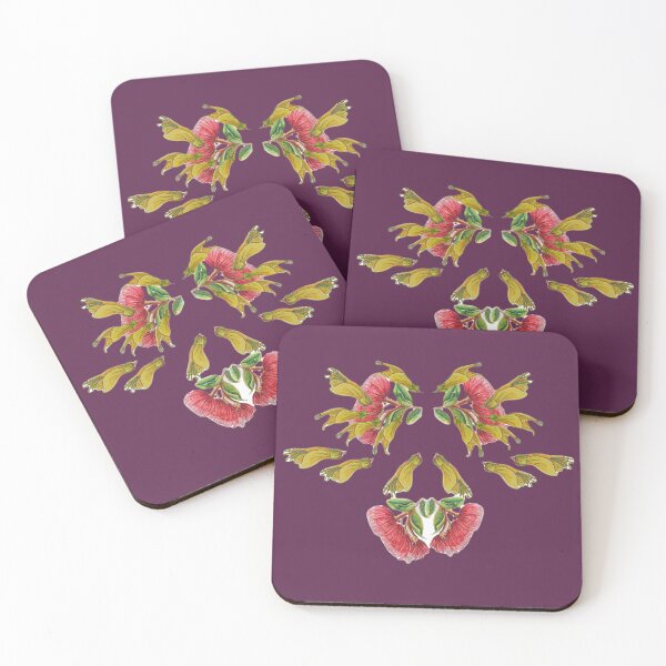 Item preview, Retro kiwiana kowhai and pahutukawa pattern designed and sold by dawnduthie.