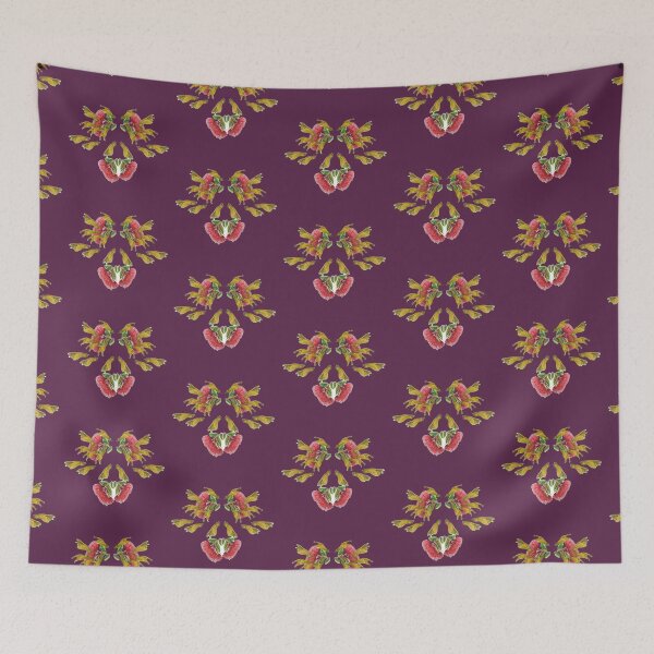 Item preview, Retro kiwiana kowhai and pahutukawa pattern designed and sold by dawnduthie.