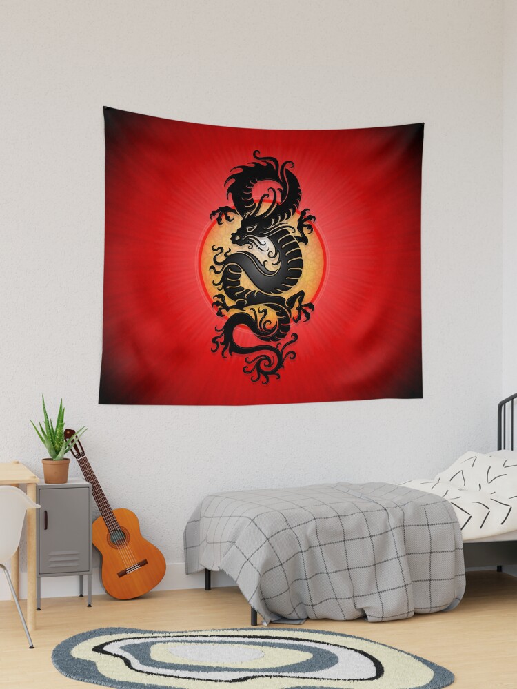 Good Asian Dragon tapestry - Red