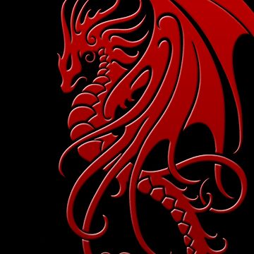 Artwork thumbnail, Flying Red Tribal Dragon by JeffBartels