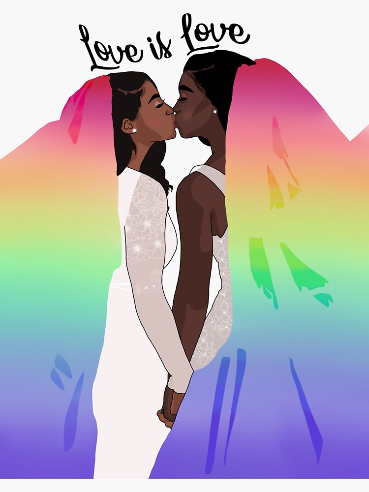 PRIDE Wedding Cute Lesbian Black Couple | Sticker