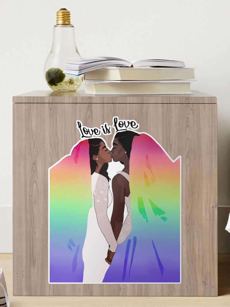 PRIDE Wedding Cute Lesbian Black Couple | Sticker