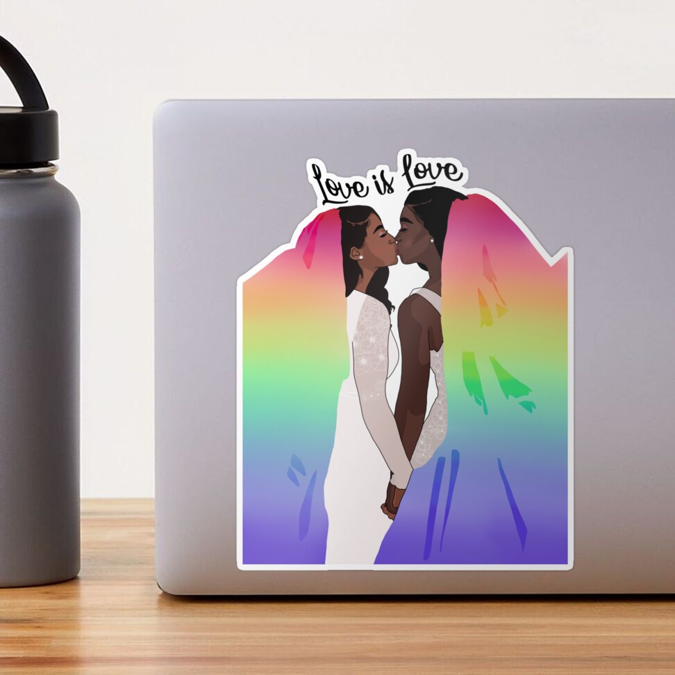 PRIDE Wedding Cute Lesbian Black Couple | Sticker