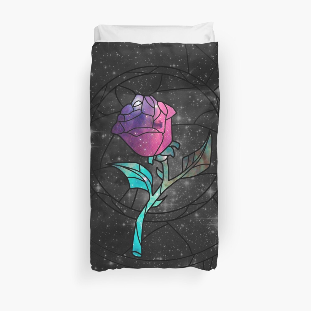 Stained Glass Rose Galaxy Duvet Cover