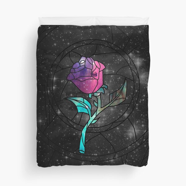 Stained Glass Rose Galaxy Duvet Cover