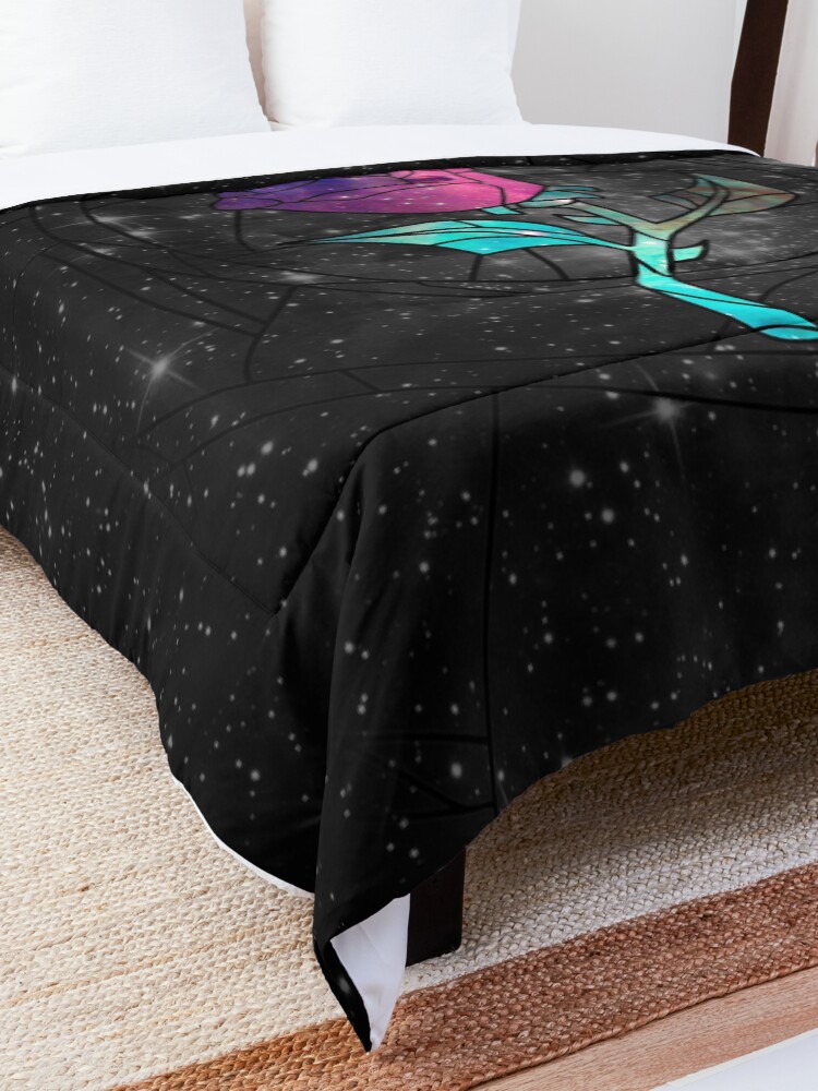 Alternate view of Stained Glass Rose Galaxy Comforter
