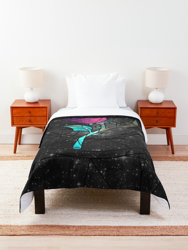 Alternate view of Stained Glass Rose Galaxy Comforter