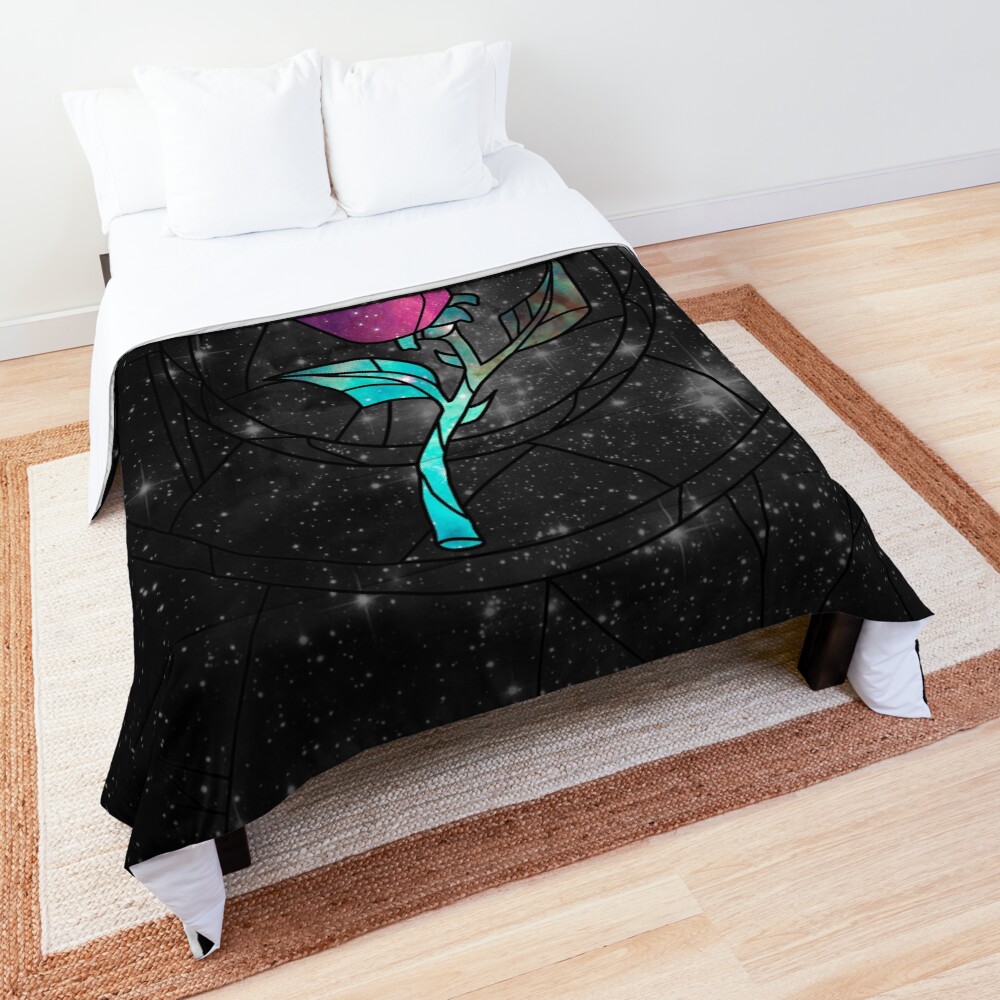 Stained Glass Rose Galaxy Comforter