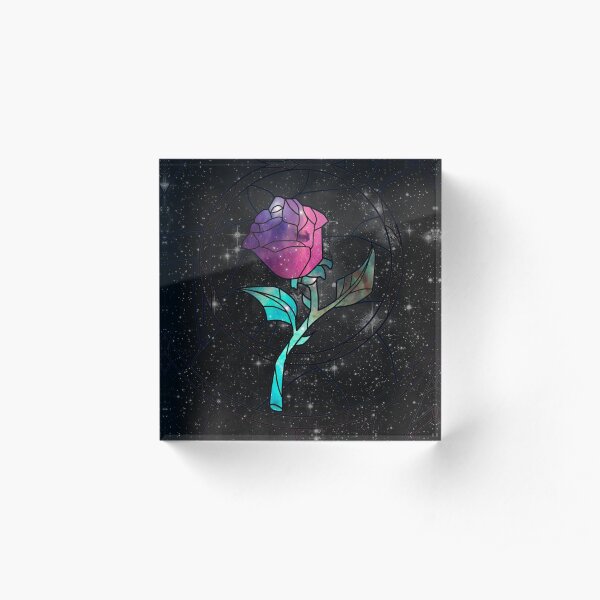 Stained Glass Rose Galaxy Acrylic Block