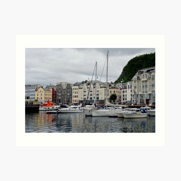 Boats at Marina in Alesund, Norway Art Print
