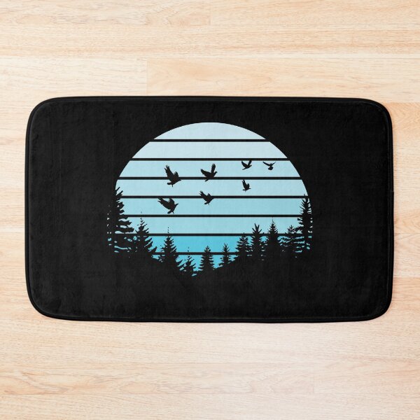 Artikelvorschau, Silhouetten von Tannenbäumen und Vögeln an einem Tag mit klarem blauen Himmel entworfen und verkauft von Rhu Creations.