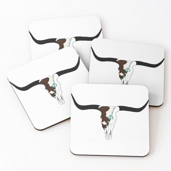 Item preview, Cow Print Longhorn Skull with Turquoise designed and sold by taylorj1215.