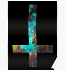 Green Galaxy Inverted Cross Poster