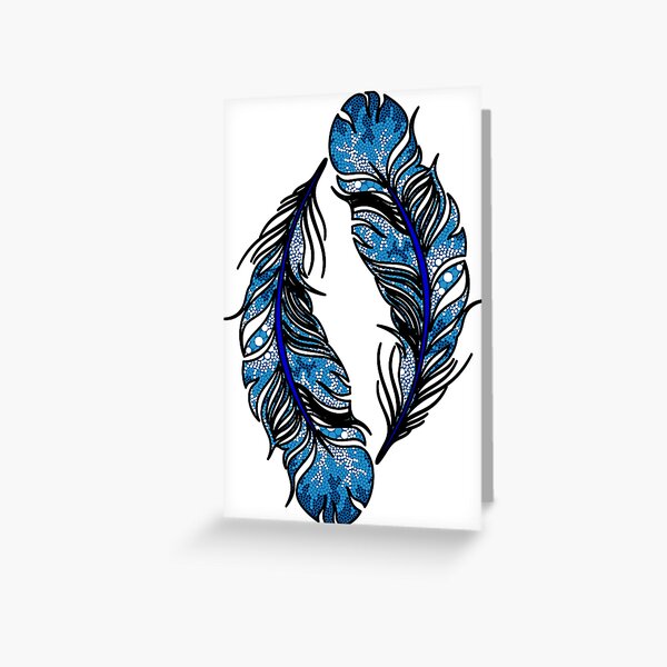 Authentic Aboriginal Art - Waterholes Feather Greeting Card