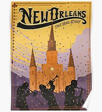 New Orleans Das große einfache Retro-Reise-Plakat Poster