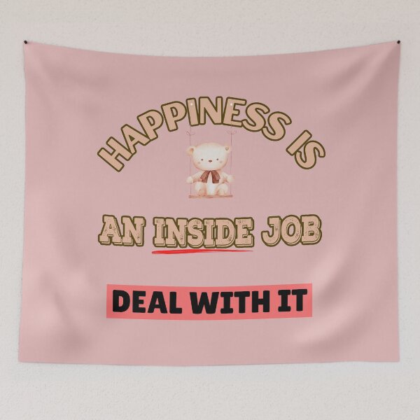 Item preview, Happiness Is An Inside Job Cute Teddy Bear On A Swing designed and sold by my-green-gecko.