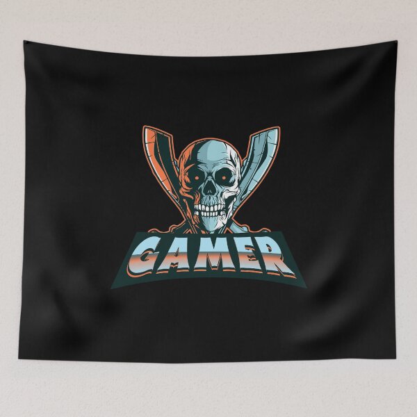 Item preview, Gamer with Skull and Two Kukri Blades designed and sold by PRIVARSHU.