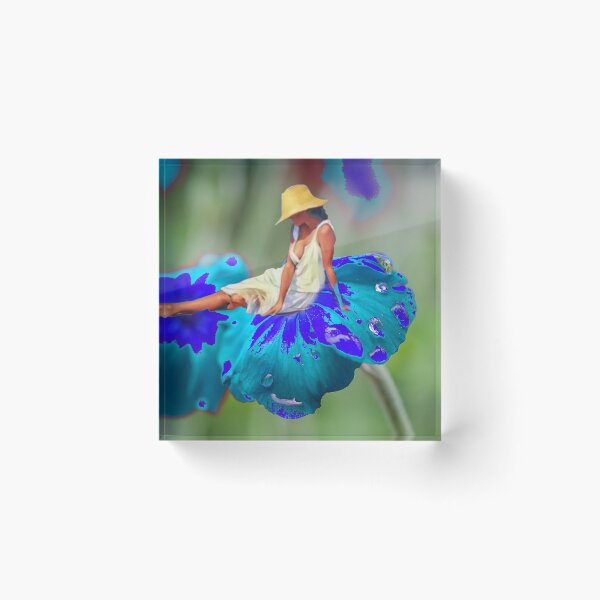 Item preview, The Flower Lady relaxing on a bleeding blue flower. designed and sold by ptchris65.
