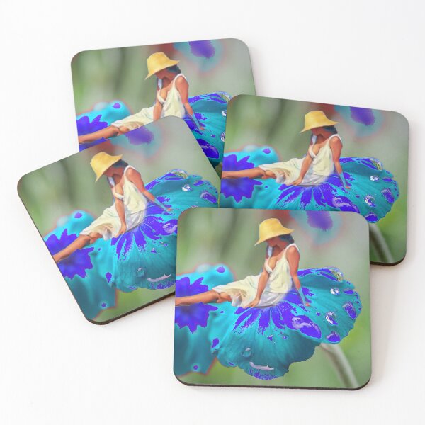 Item preview, The Flower Lady relaxing on a bleeding blue flower. designed and sold by ptchris65.