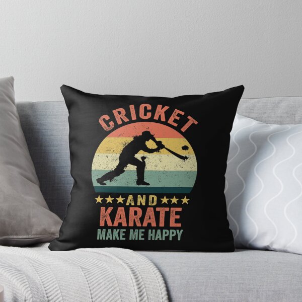 Item preview, Cricket And Karate Make Me Happy Funny Gift Cricket Player Karate Lover Retro Vintage Dist designed and sold by amberk1cira.