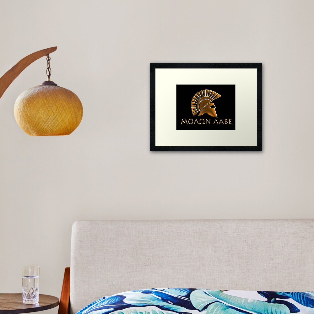 Molon lave-Spartan warrior-lithos font Framed Art Print