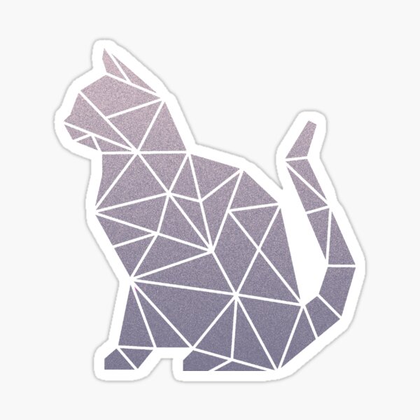 Polygon Metallic Cat Design (Dark) Sticker