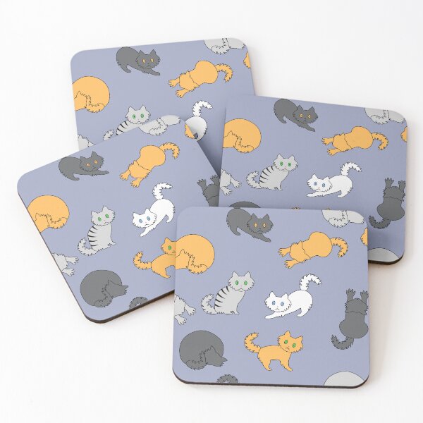 Item preview, Gray, white and ginger cartoon kittens pattern designed and sold by ReflectedCrafts.